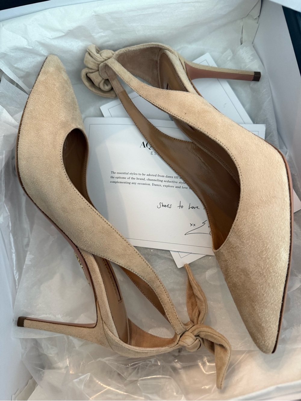 NWT Aquazzura Bow Tie 85 suede pumps